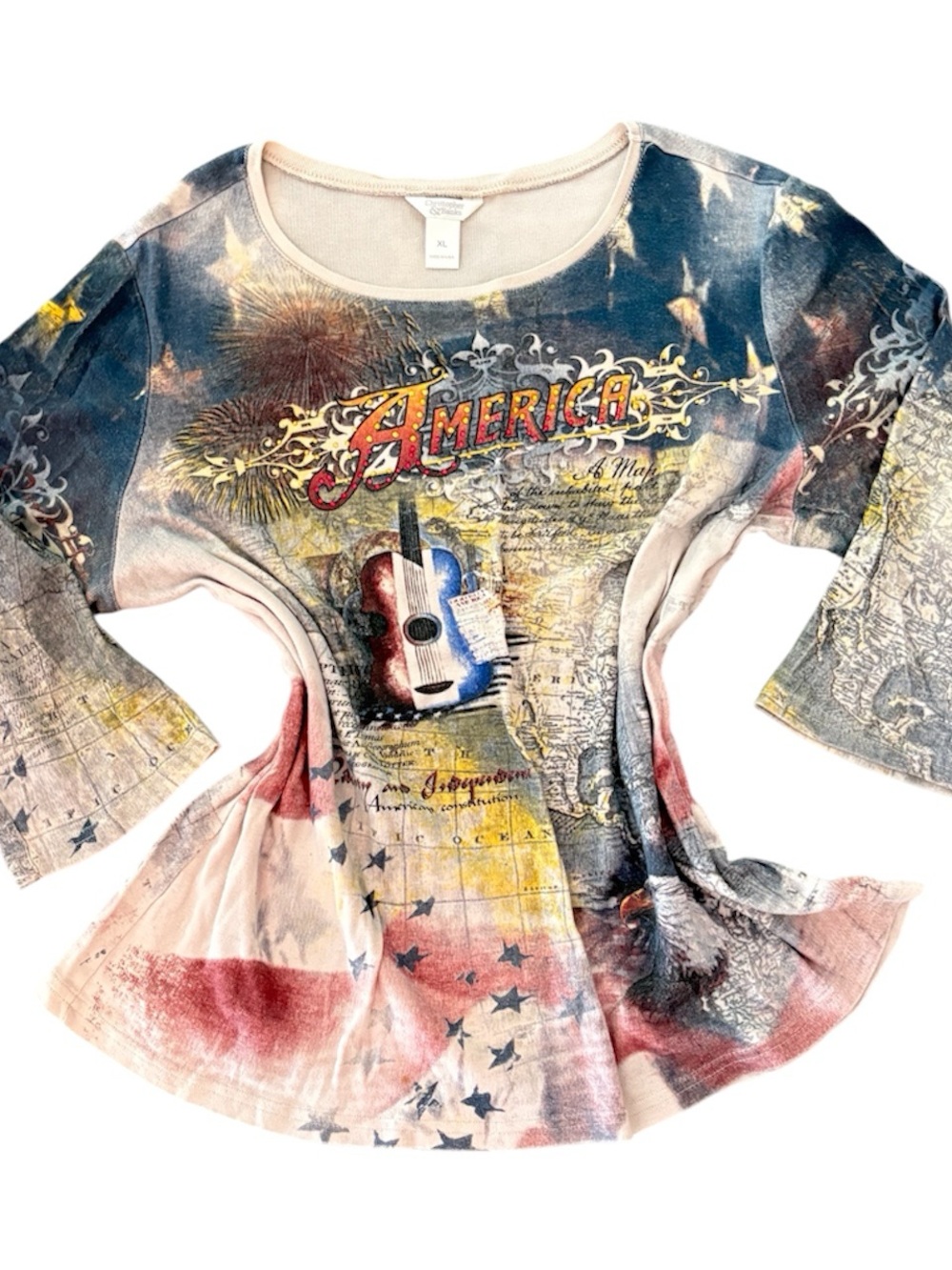 Christopher Banks American flag graphic print long sleeve top